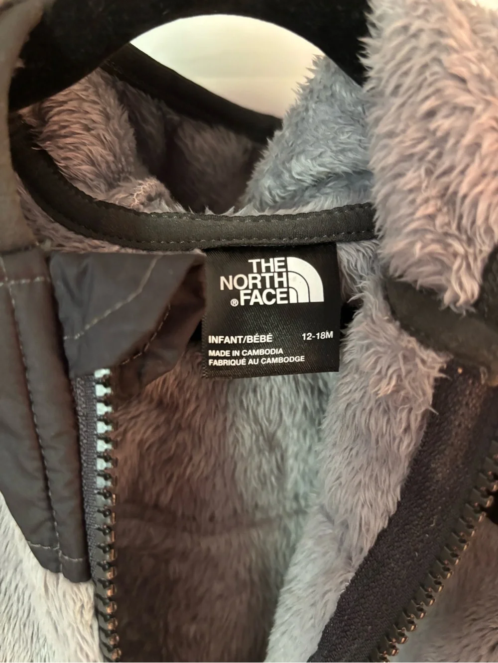 The North Face Gray and Black Sherpa Hooded Jacket for Kids
